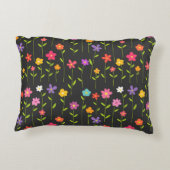 花カラフル黒 アクセントクッション (裏面)