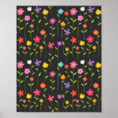 花カラフル黒 ポスター (正面)