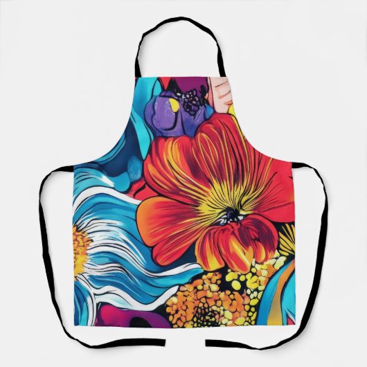 花カラフル エプロン (正面)