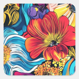 花カラフル スクエアシール