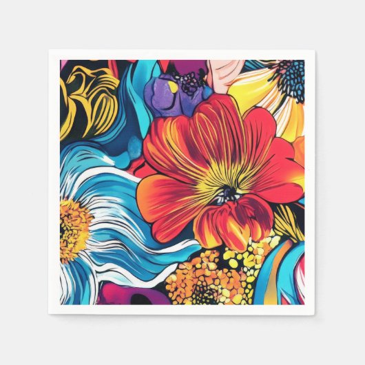 花カラフル スタンダードカクテルナプキン (正面)