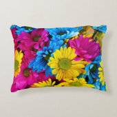 花カラフル、デイジー – ブルーイエローピンク アクセントクッション (正面)