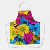 花カラフル、デイジー – ブルーイエローピンク エプロン (正面)