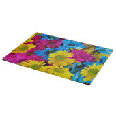 花カラフル、デイジー – ブルーイエローピンク カッティングボード (角)