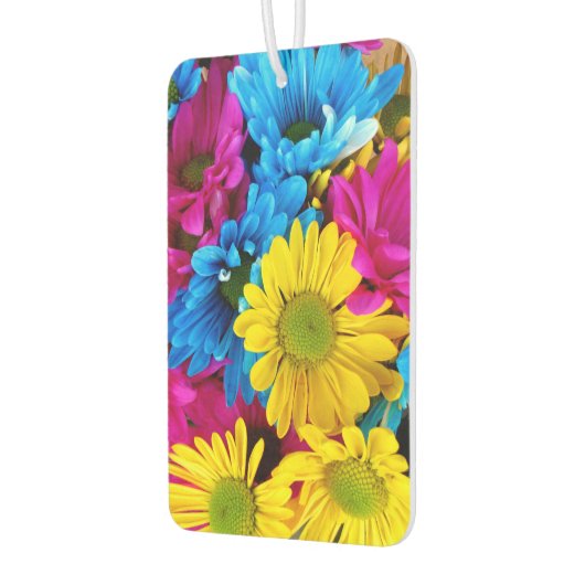 花カラフル、デイジー – ブルーイエローピンク カーエアーフレッシュナー (左)