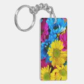 花カラフル、デイジー – ブルーイエローピンク キーホルダー (正面左)