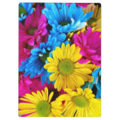 花カラフル、デイジー – ブルーイエローピンク クリップボード (裏面)