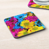 花カラフル、デイジー – ブルーイエローピンク コースター (左側)