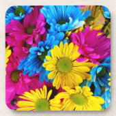 花カラフル、デイジー – ブルーイエローピンク コースター (正面)