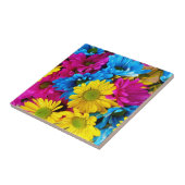 花カラフル、デイジー – ブルーイエローピンク タイル (側面)