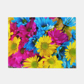 花カラフル、デイジー – ブルーイエローピンク ドアマット (正面)