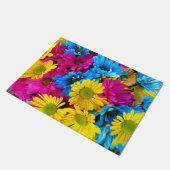 花カラフル、デイジー – ブルーイエローピンク ドアマット (アングル)