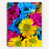 花カラフル、デイジー – ブルーイエローピンク ノートブック (正面)