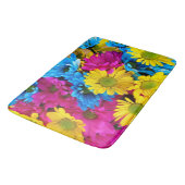 花カラフル、デイジー – ブルーイエローピンク バスマット (アングル)