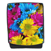 花カラフル、デイジー – ブルーイエローピンク バックパック (正面)
