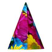 花カラフル、デイジー – ブルーイエローピンク パーティーハット (裏面)