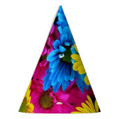 花カラフル、デイジー – ブルーイエローピンク パーティーハット (左)