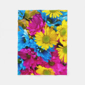 花カラフル、デイジー – ブルーイエローピンク フリースブランケット (正面)