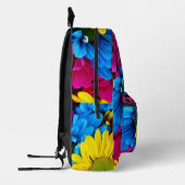 花カラフル、デイジー – ブルーイエローピンク プリントバックパック (左)