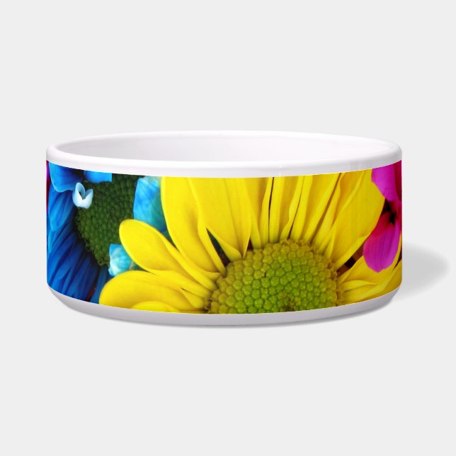 花カラフル、デイジー – ブルーイエローピンク ボウル (正面)