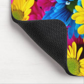 花カラフル、デイジー – ブルーイエローピンク マウスパッド (コーナー)