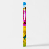 花カラフル、デイジー – ブルーイエローピンク iPhoneケース (左側面)