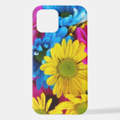 花カラフル、デイジー – ブルーイエローピンク iPhoneケース (裏面)