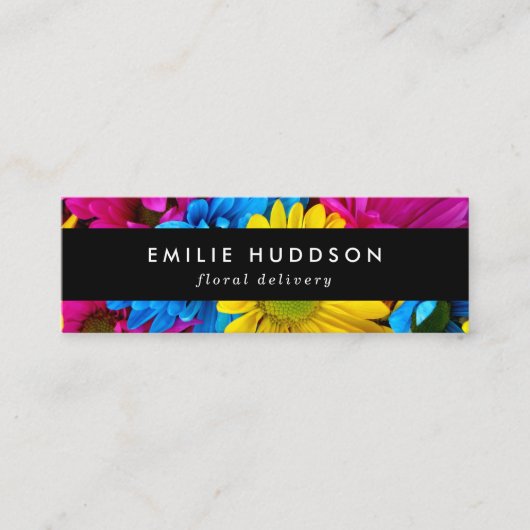 花カラフル、デイジー、花屋、花屋 スキニー名刺 (正面)