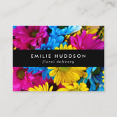 花カラフル、デイジー、花屋、花屋 名刺 (正面)