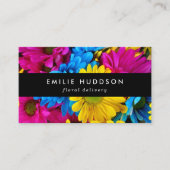 花カラフル、デイジー、花屋、花屋 名刺 (正面)