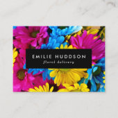 花カラフル、デイジー、花屋、花屋 名刺 (正面)