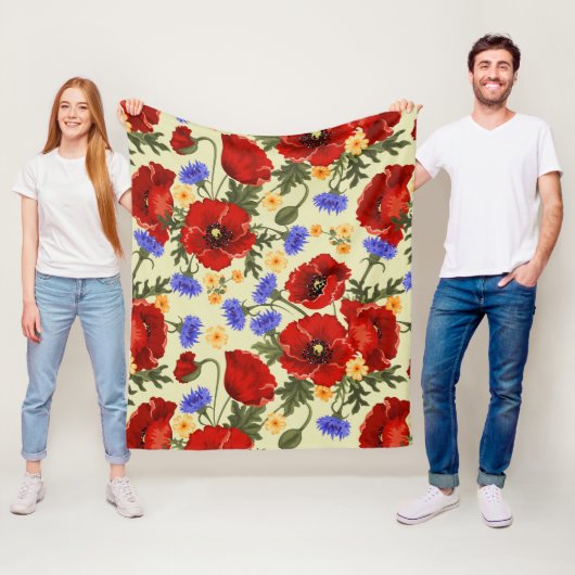 花カラフル、フローラ、花のパターン フリースブランケット (インサイチュ)