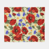 花カラフル、フローラ、花のパターン フリースブランケット (正面(横))