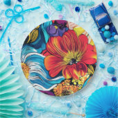 花カラフル ペーパープレート (パーティー)