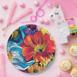 花カラフル ペーパープレート