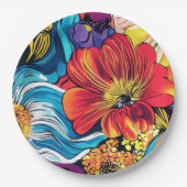 花カラフル ペーパープレート (正面)