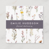 花カラフル、緑、花屋 スクエア名刺 (正面)