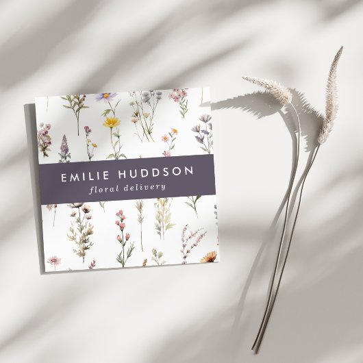 花カラフル、緑、花屋 スクエア名刺