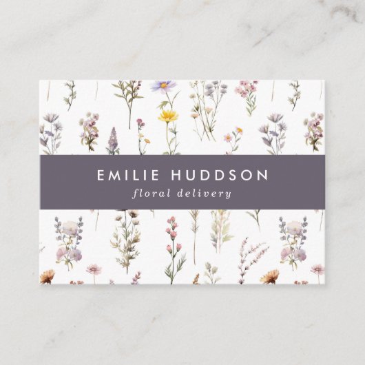 花カラフル、緑、花屋 名刺 (正面)