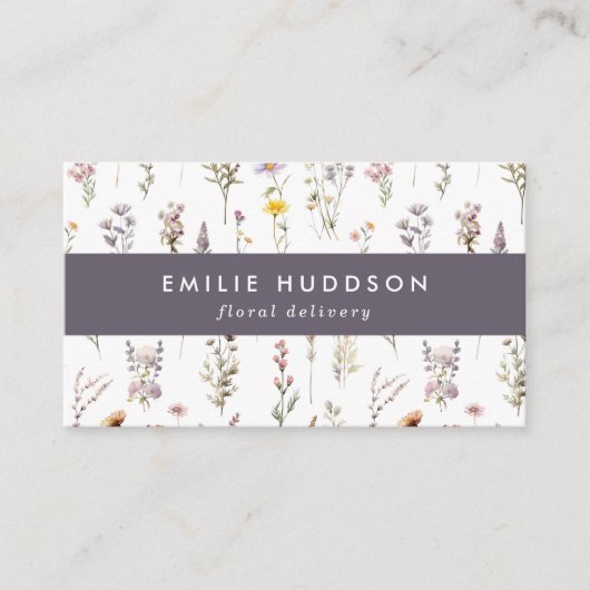 花カラフル、緑、花屋 名刺 (正面)