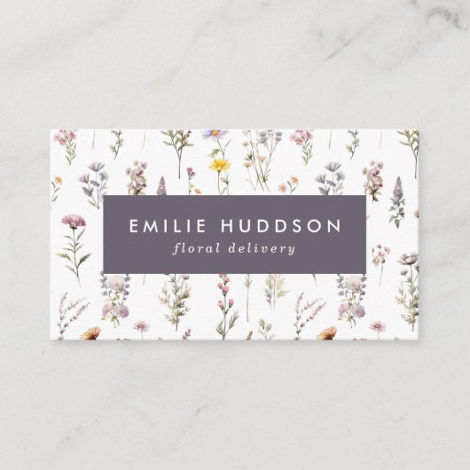 花カラフル、緑、花屋 名刺 (正面)