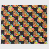 花カラフル、花の妖精ハートファンタジー ラッピングペーパー (フラット)