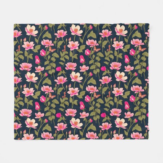 花カラフル – 花柄22-フリースブランケット フリースブランケット (正面(横))