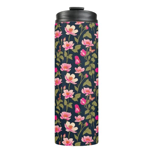 花カラフル – 花柄22 – 熱タンブラー タンブラー (正面)