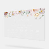 花カラフル、花、結婚のタイムライン アクリルサイン (傾斜)