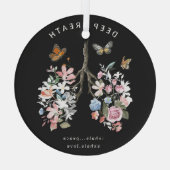 花カラフル、蝶、肺イラストレーション。 ガラスオーナメント (裏面)