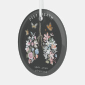 花カラフル、蝶、肺イラストレーション。 ガラスオーナメント (正面左)