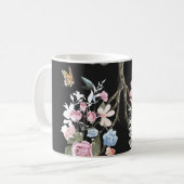 花カラフル、蝶、肺イラストレーション。 コーヒーマグカップ (正面左)