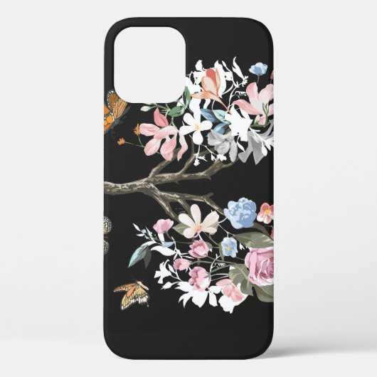 花カラフル、蝶、肺イラストレーション。 Case-Mate iPhoneケース (裏面)
