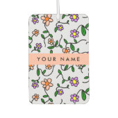 花カラフル、青い背景、オレンジ カーエアーフレッシュナー (正面)